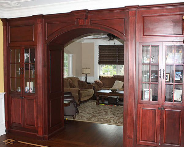 Living Room with Custom Arch and Built ins