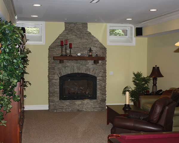 Stone Fireplace with Recycled Timber Mantle