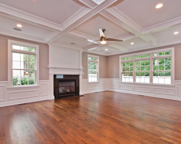 Family Room I with Fireplace and Window Transoms