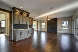 Family room interior of a custom home built by Premier Designs Custom Homes LLC.
